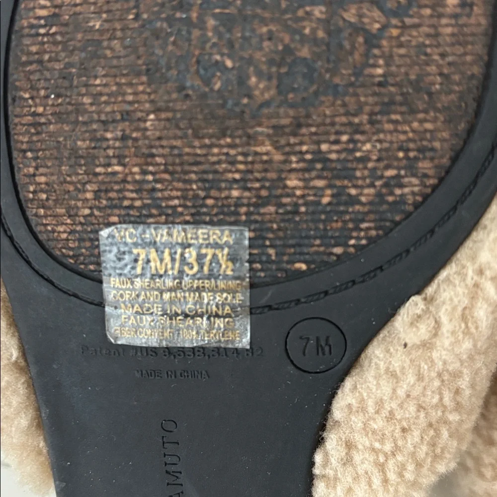 Vince Camuto Beige Faux Shearling Pointed Slip-On Mules - Picture 6 of 6